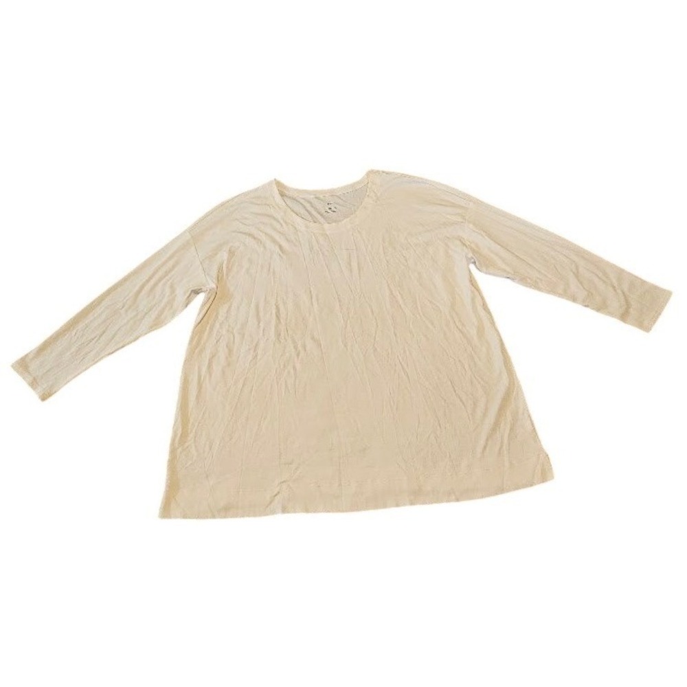 J. Jill Simply Supima Scoop Neck Tunic Top Cream Long Sleeve 2X Plus Size
